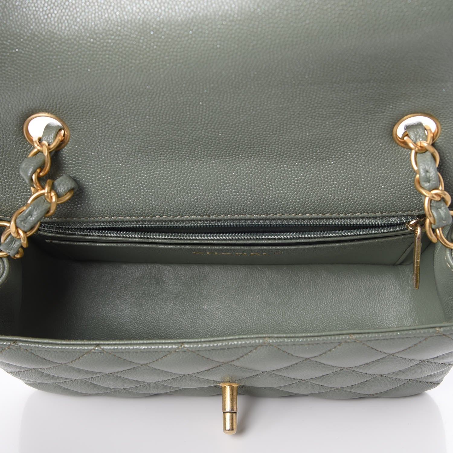 Chanel Iridescent Caviar Quilted Mini Rectangular Flap Green 5 of 8