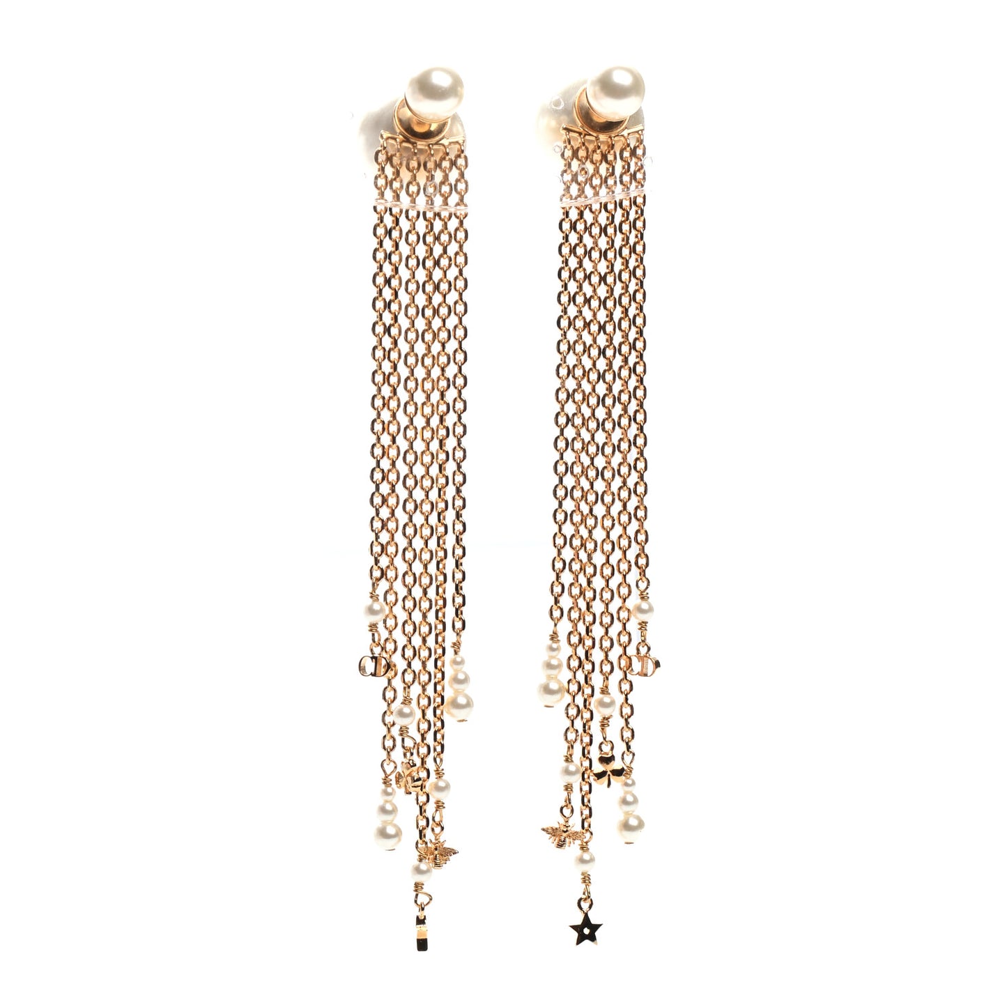 Pearl Tribales Dangle Chain Earrings Gold