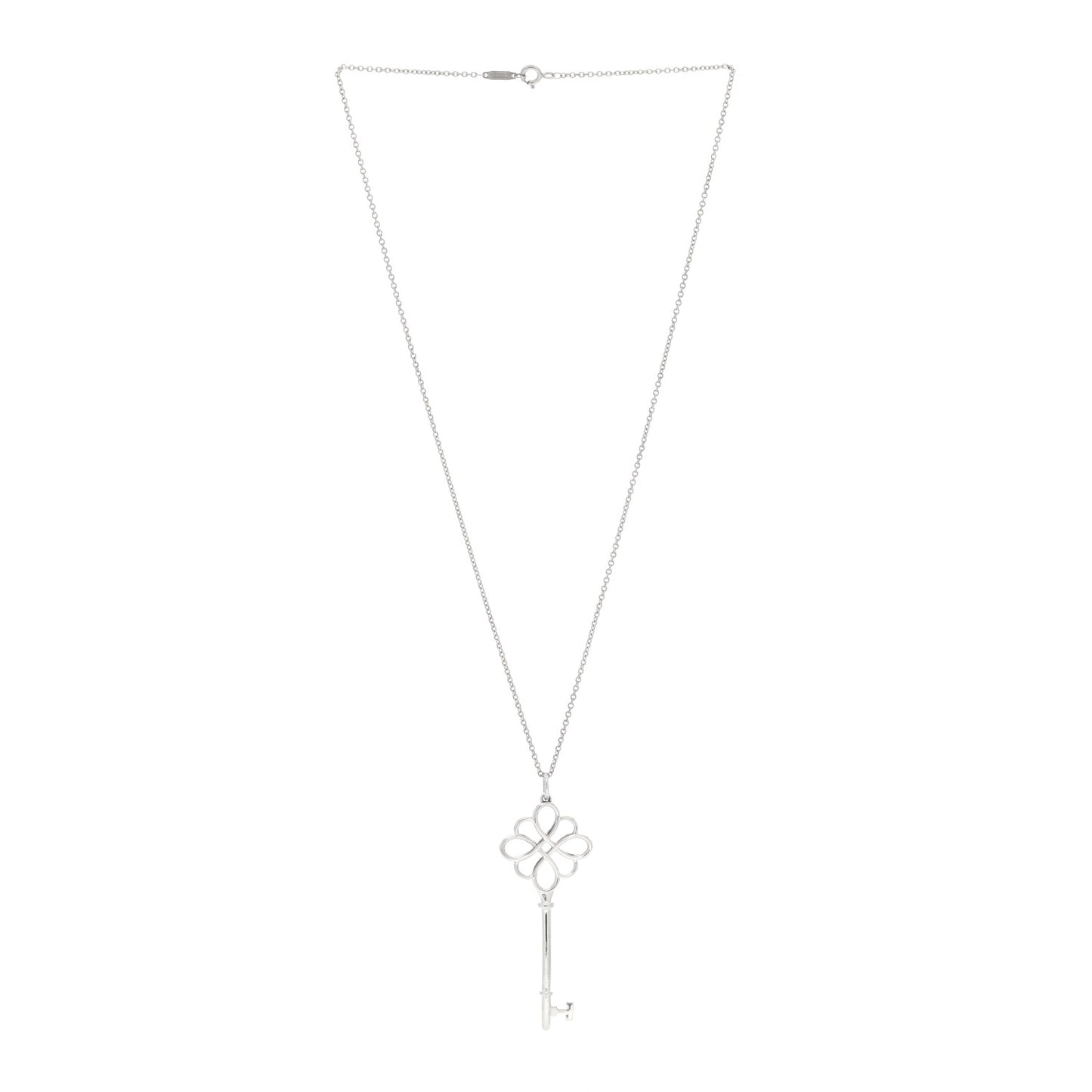 Sterling Silver Knot Key Pendant Long Necklace