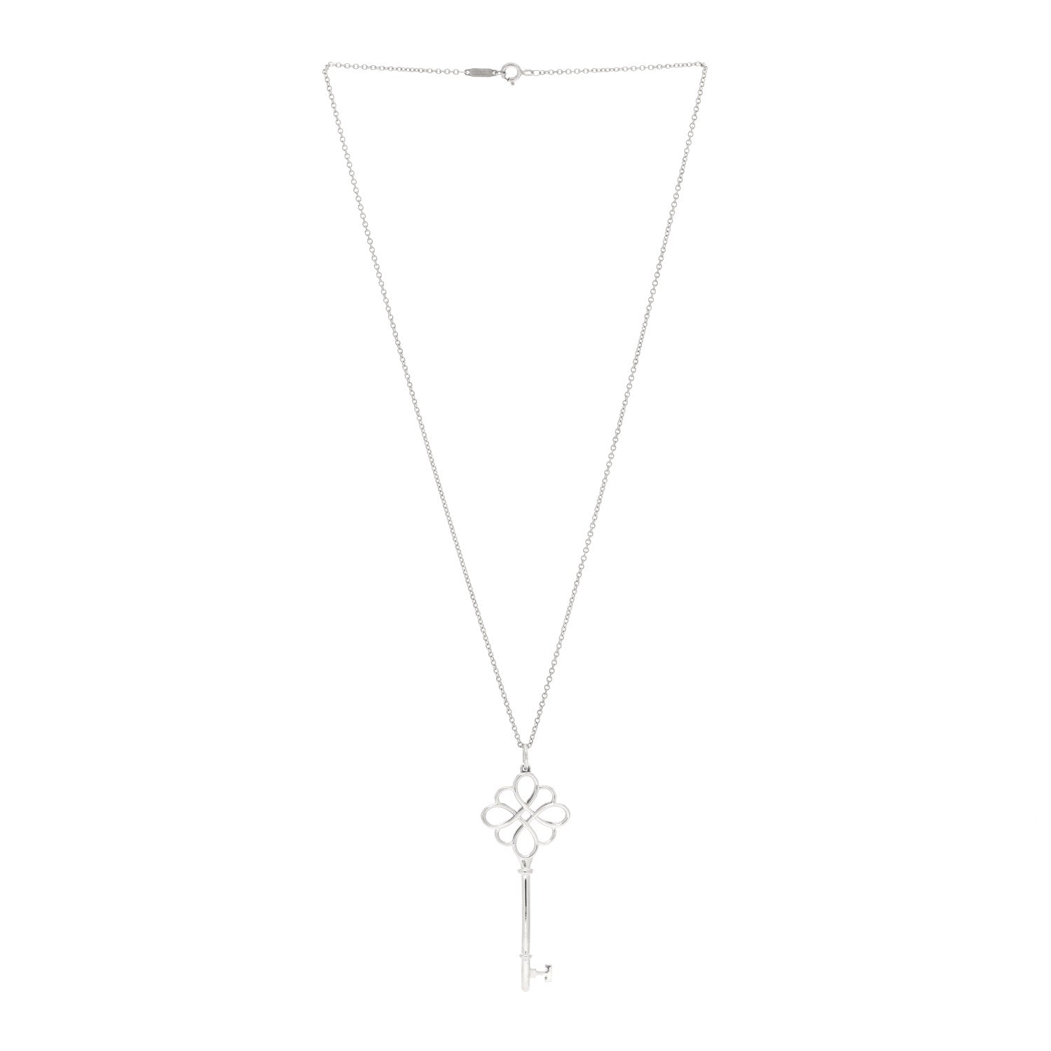 Tiffany Sterling Silver Knot Key Pendant Long Necklace 3 of 4