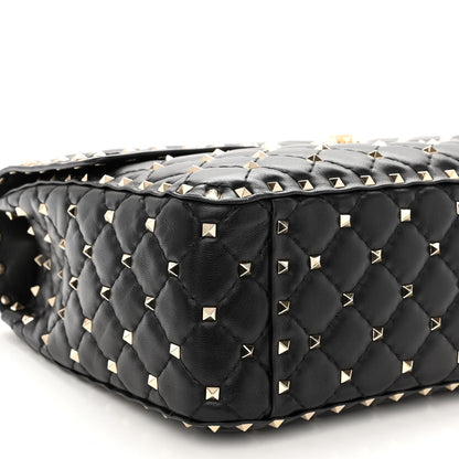 Valentino Garavani Lambskin Large Rockstud Spike Shoulder Bag Black 8 of 10