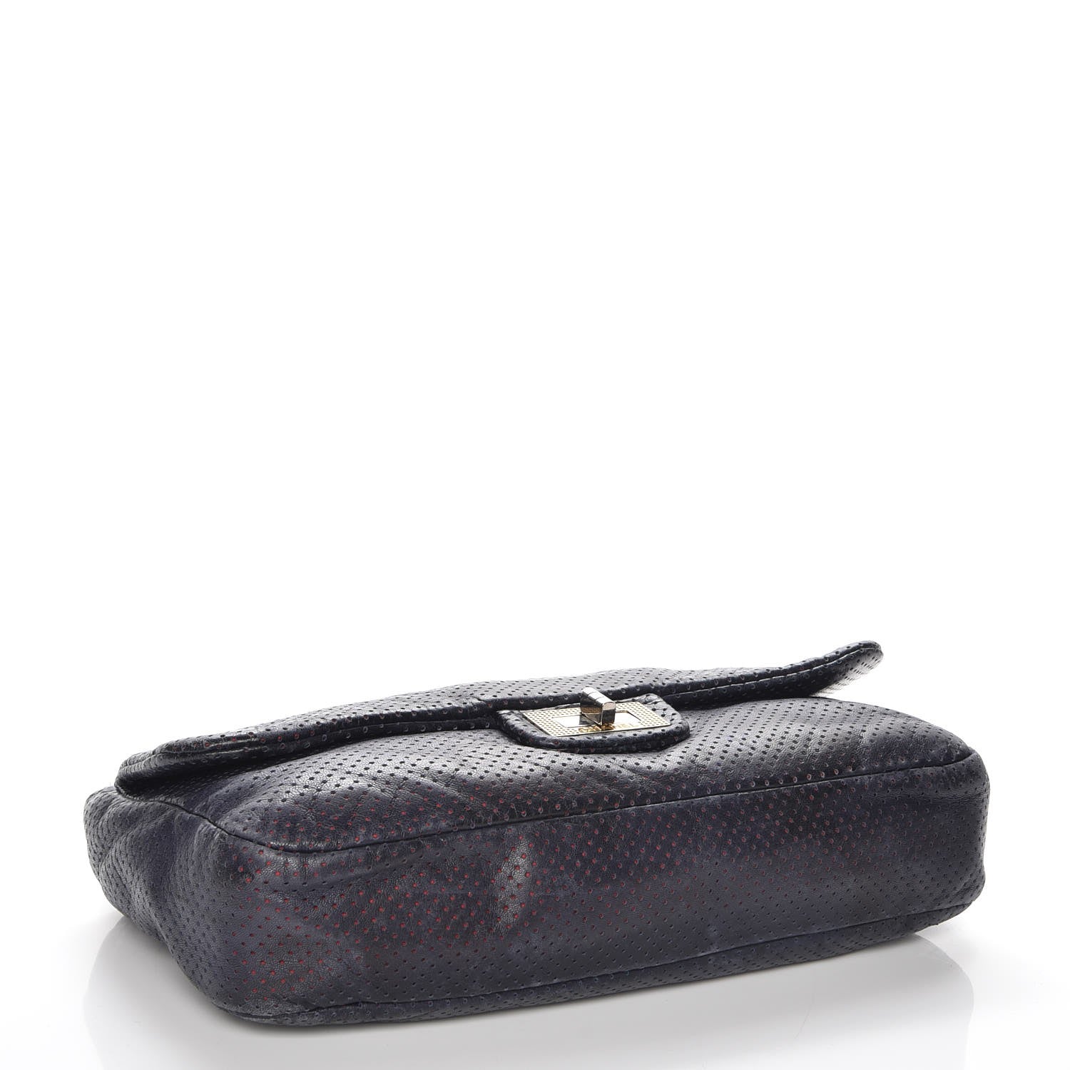 Chanel Calfskin Perforated Large Drill Flap Navy Blue 5 of 10