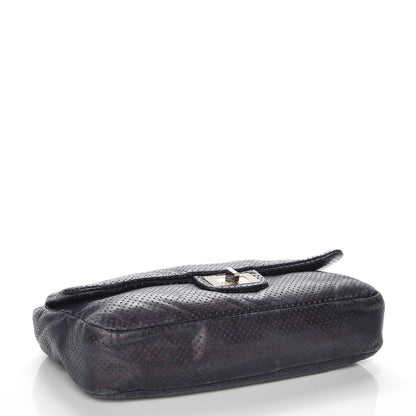Chanel Calfskin Perforated Large Drill Flap Navy Blue 5 of 10