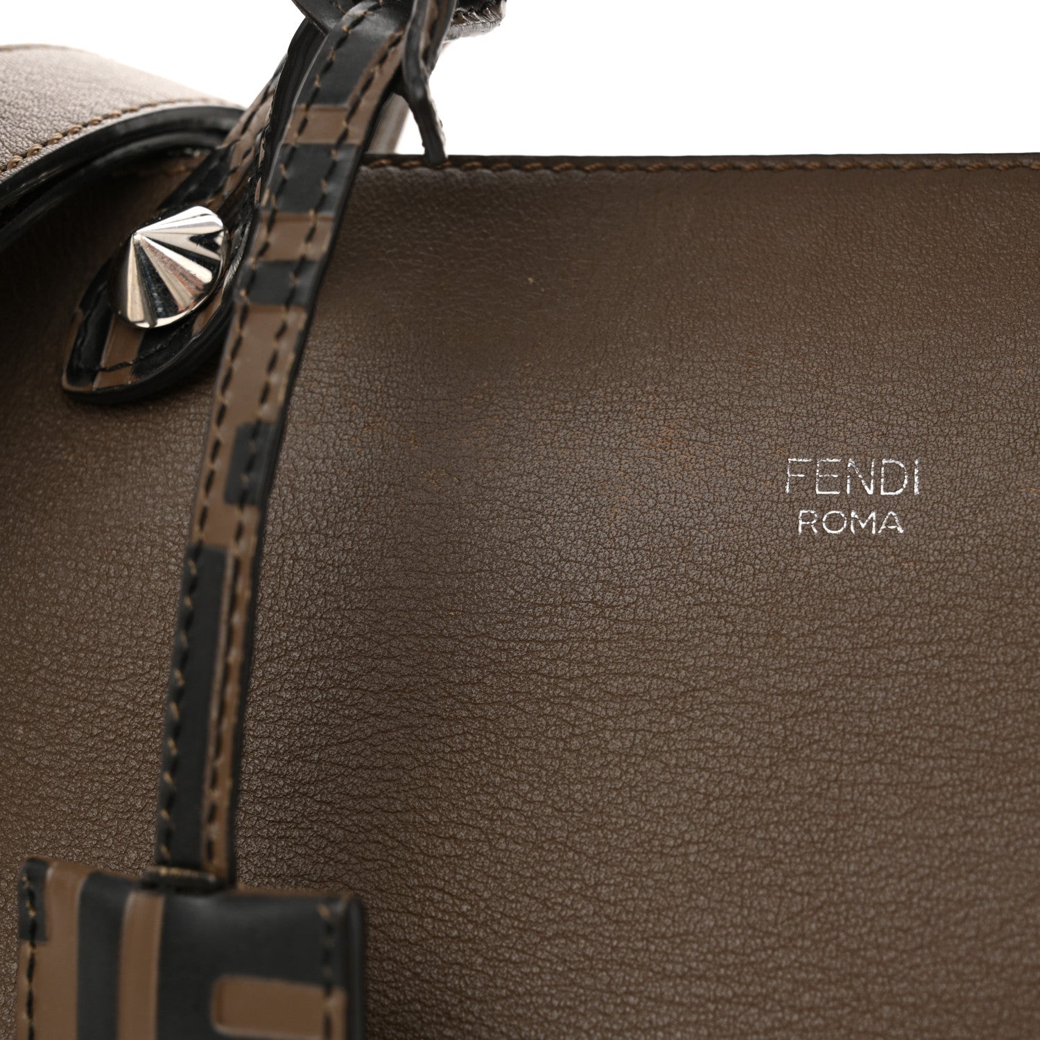 Fendi Vitello Dolce Bi-Color FF 1974 Embossed Medium By The Way Boston Bag Maya Black 11 of 14