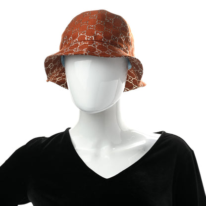 Gucci Canvas Lame GG Monogram Bucket Hat M Burnt Orange Silver 2 of 10