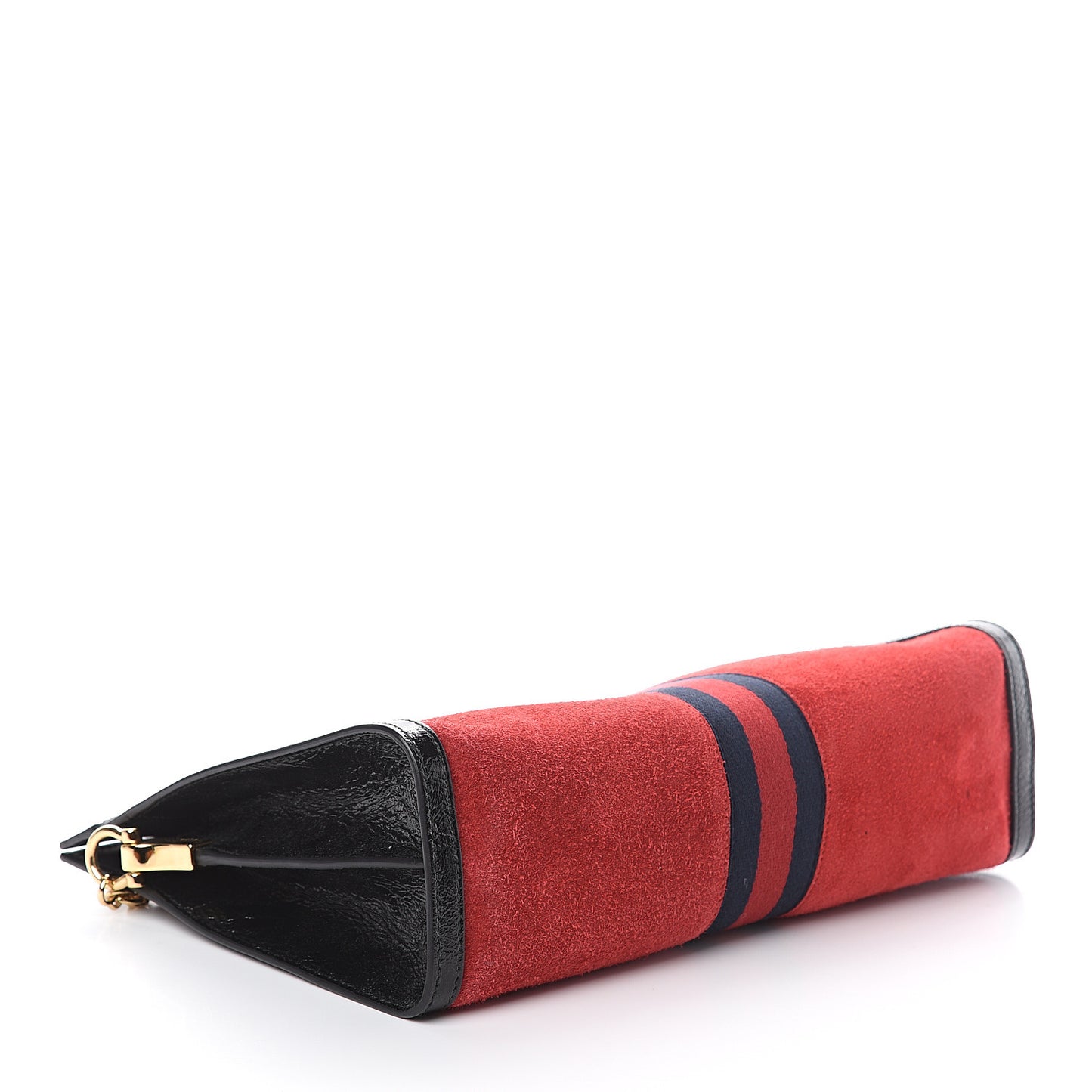 Suede Patent Web Medium Ophidia Chain Shoulder Bag Hibiscus Red Black