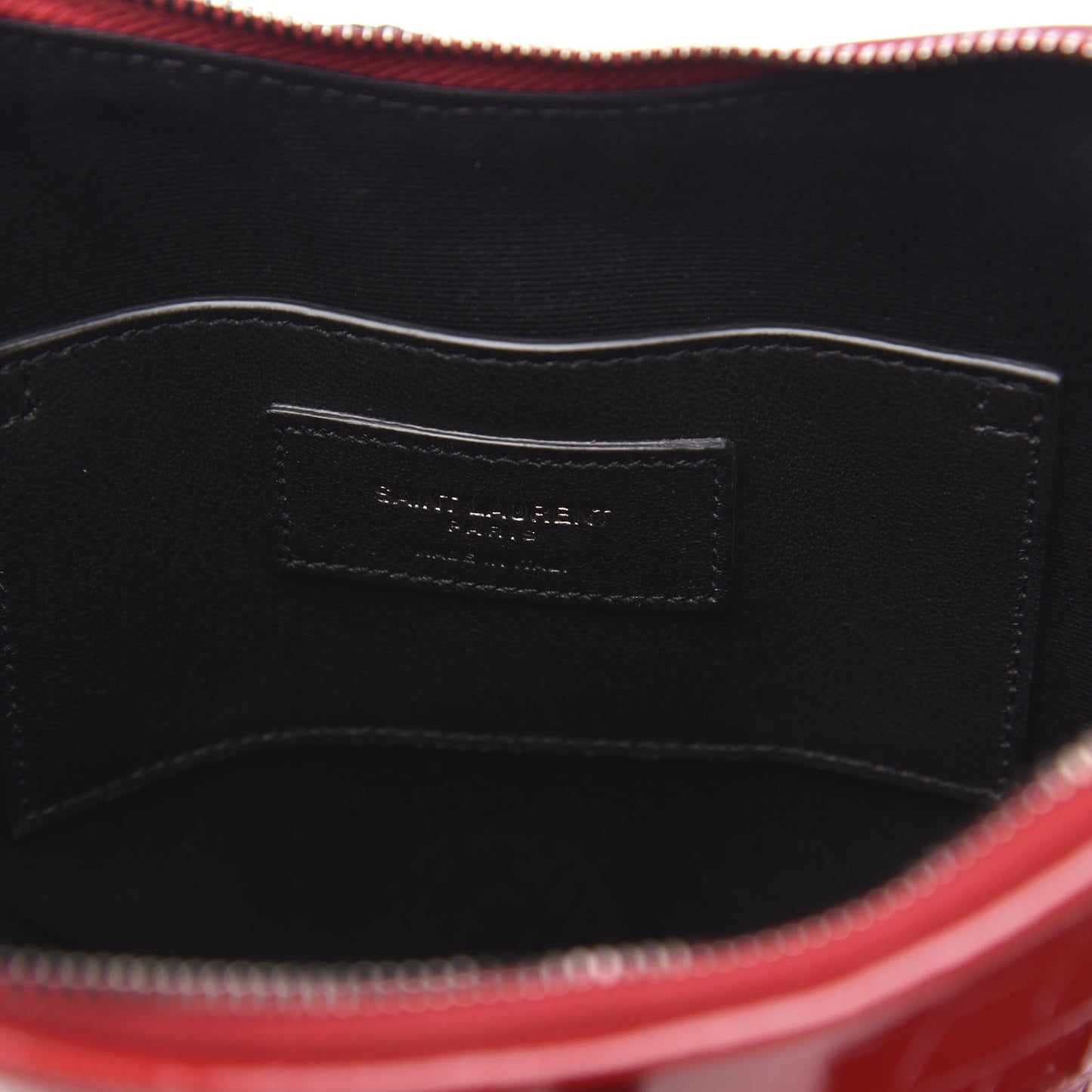 Patent Crocodile Embossed Sac Coeur Heart Shaped Clutch Red
