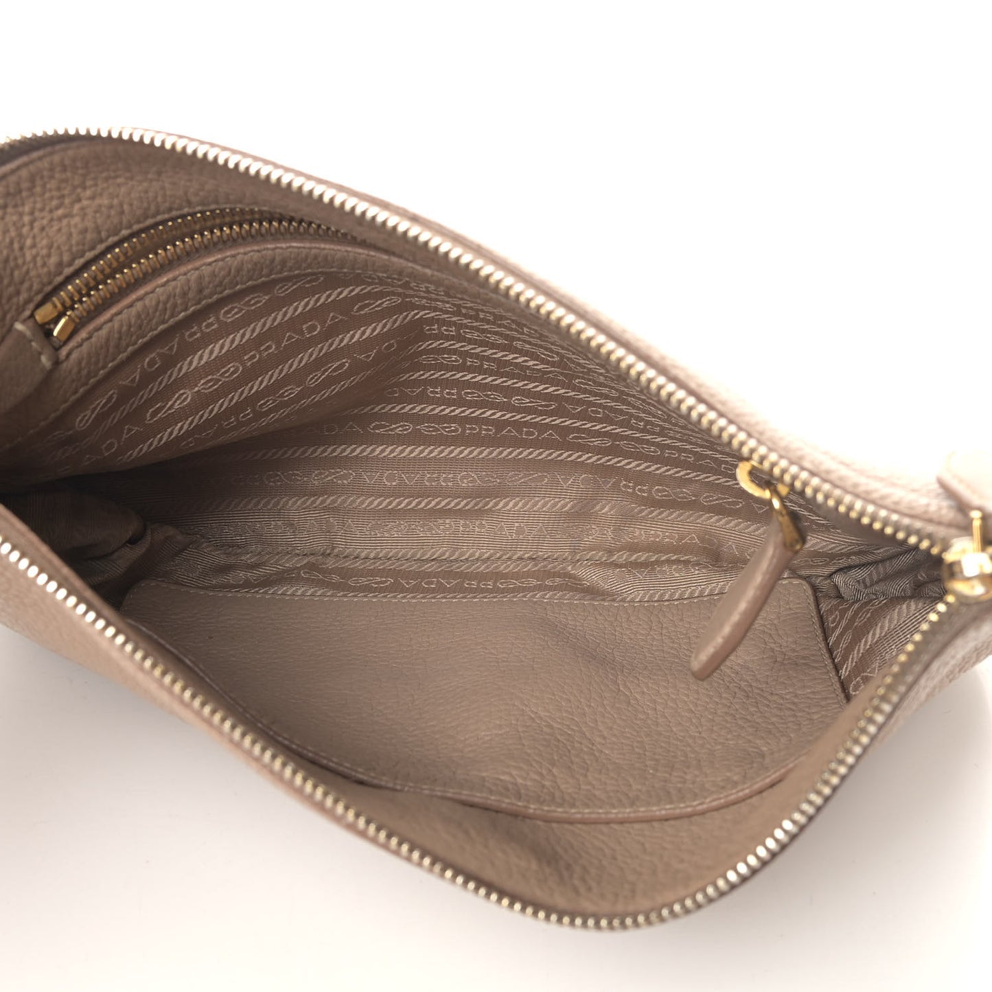 Vitello Daino Zippered Shoulder Bag Cammeo