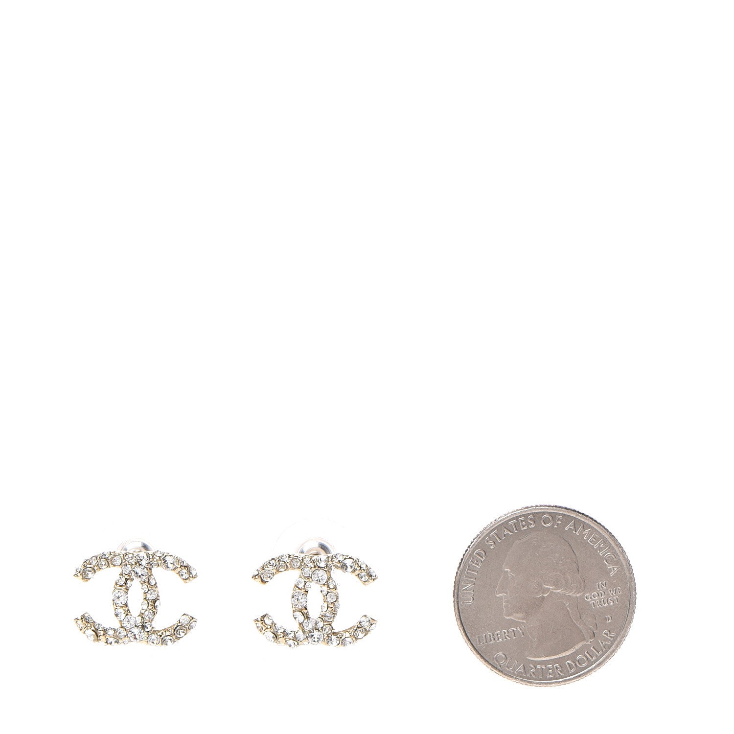 Chanel Crystal CC Earrings Gold 2 of 6