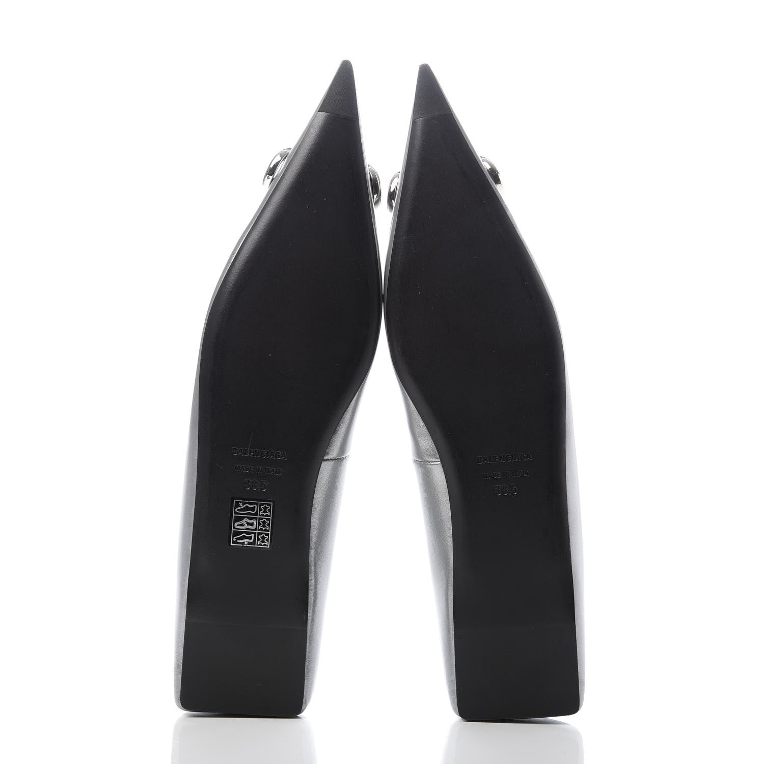 Balenciaga Metallic Calfskin BB Knife Pointy Toe Ballerina Flats 38.5 Silver Hardware 5 of 10
