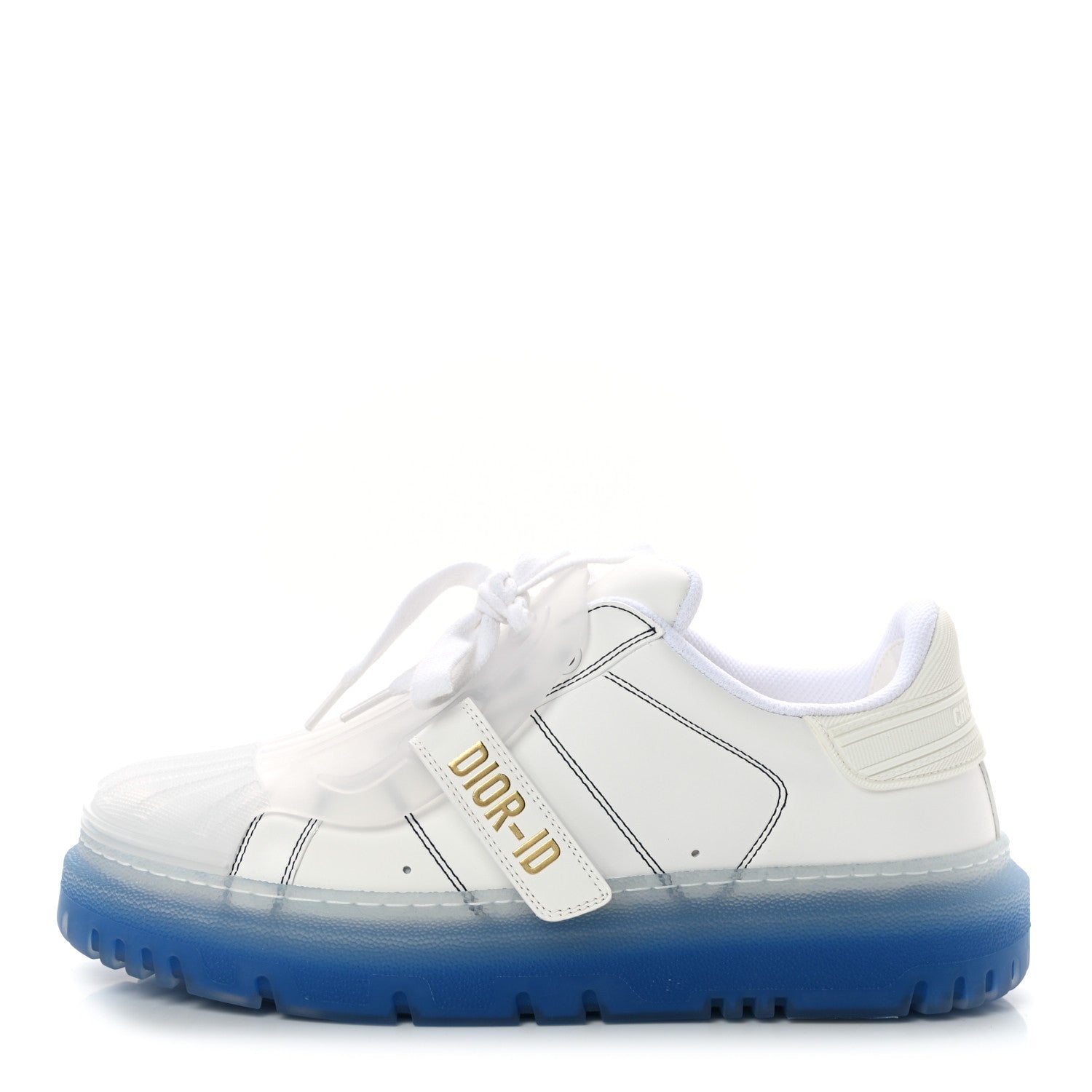 Christian Dior Calfskin Clear Rubber Dior-ID Platform Sneakers 37.5 White Deep Blue 1 of 9