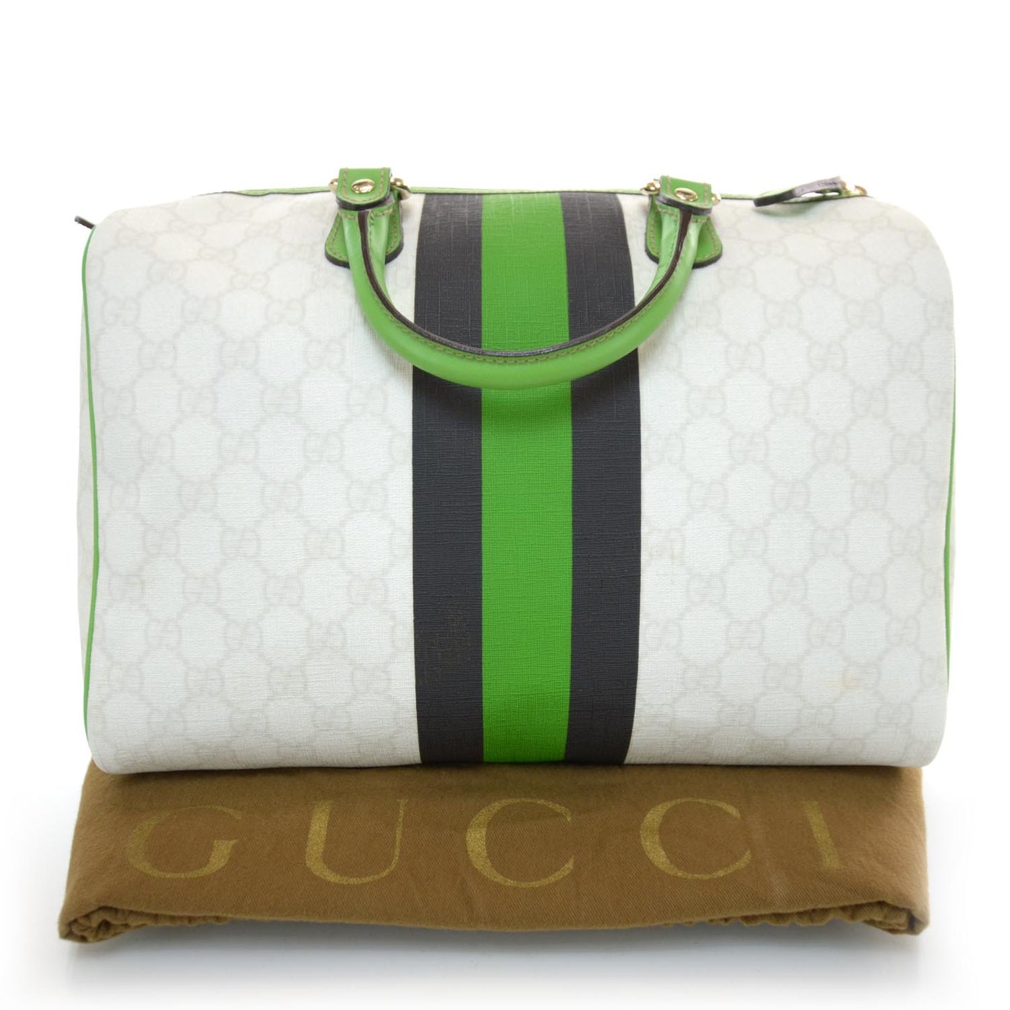 GG Plus Monogram Web Stripe Medium Joy Boston Green