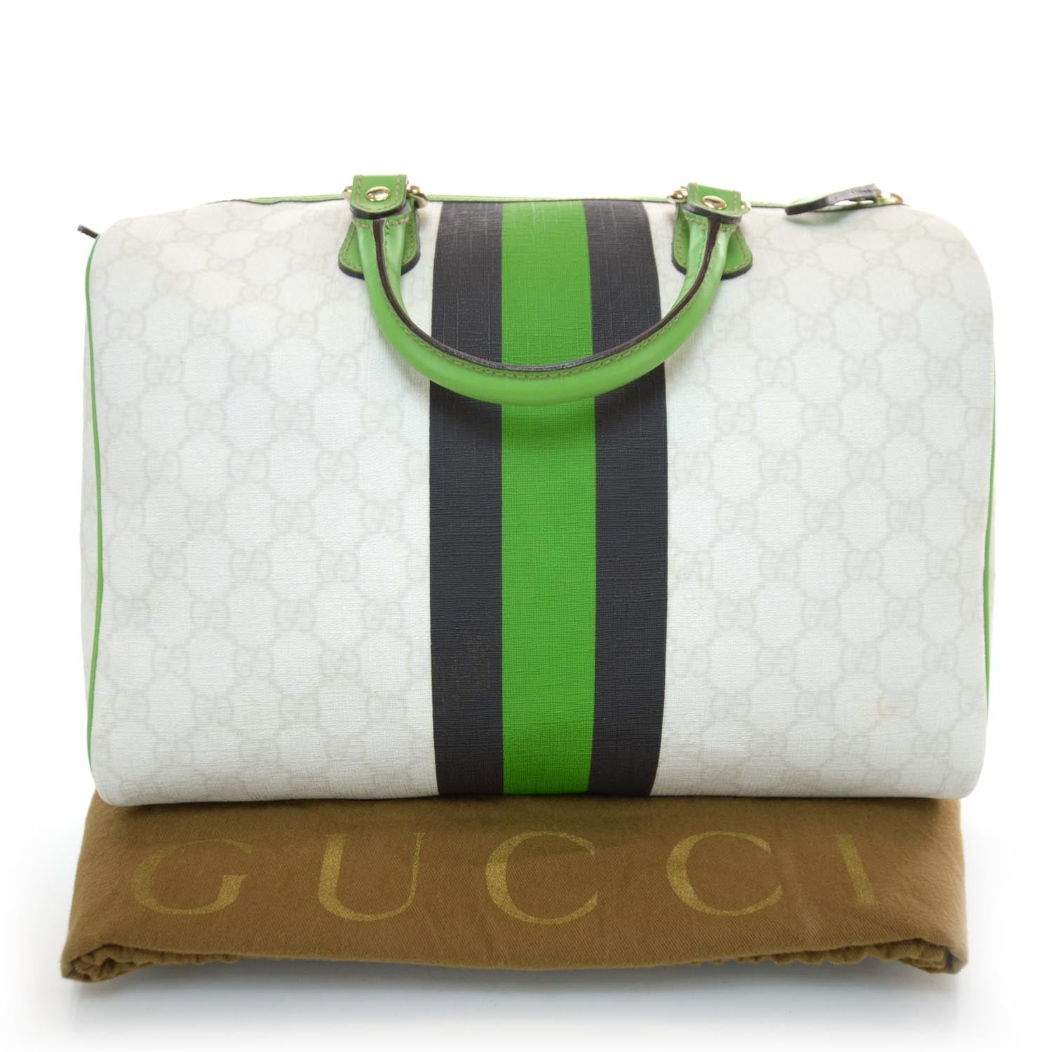 Gucci GG Plus Monogram Web Stripe Medium Joy Boston Green 3 of 8