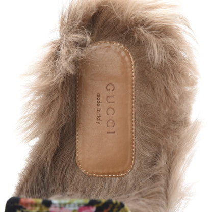 Gucci Velvet Fur Floral Womens Princetown Slippers 41 Black 7 of 14