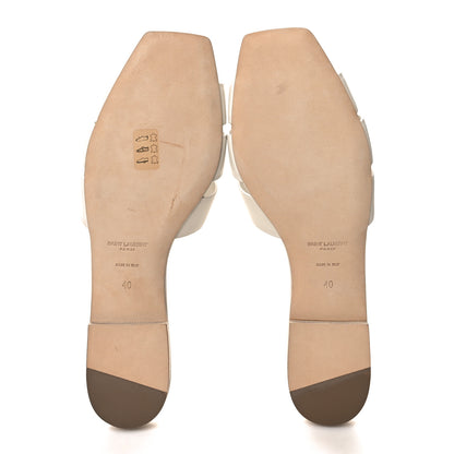 Saint Laurent Calfskin Tribute 05 Slide Sandals 40 Porcellana 5 of 9