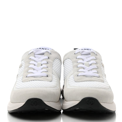 Chanel Calfskin Mesh Lycra Suede Womens Logo Sneakers 42 White 2 of 8