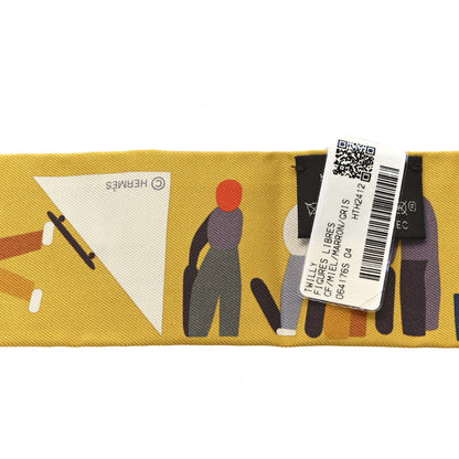 Hermes Silk Figures Libres Twilly Miel Marron Gris 3 of 3
