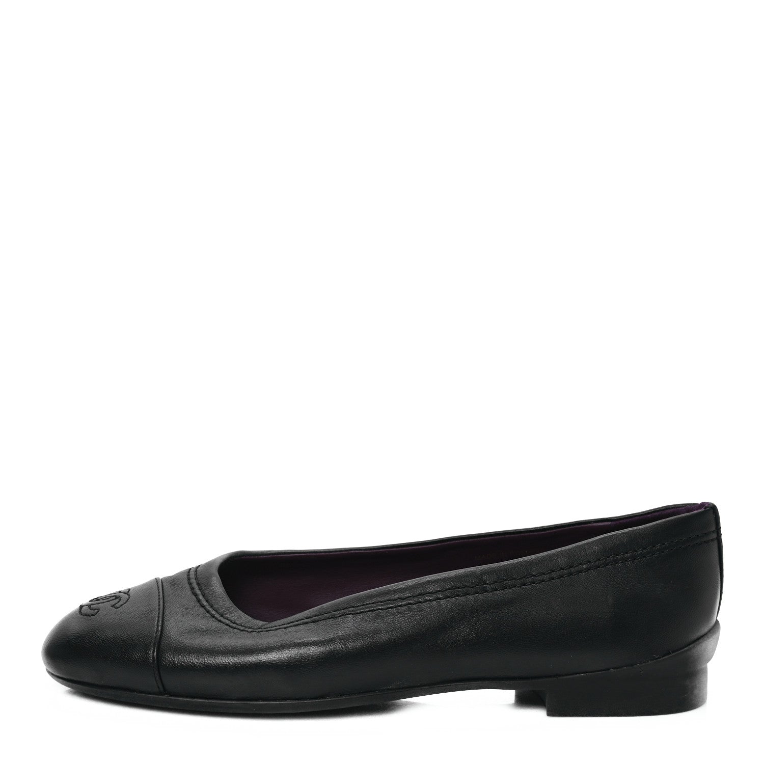 Chanel Lambskin Cap Toe CC Uniform Ballerina Flats 36.5 Black 1 of 8
