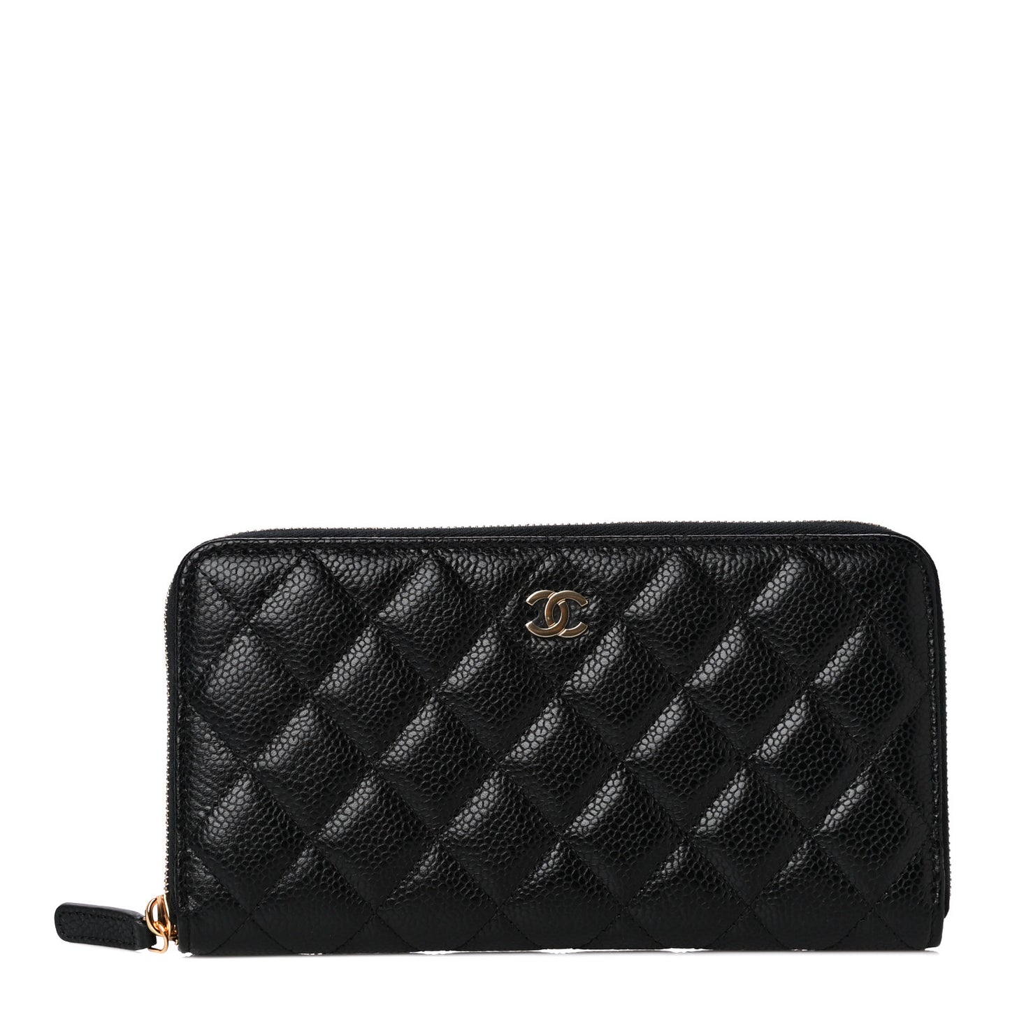 Caviar Quilted Large Gusset Zip Around Wallet Black