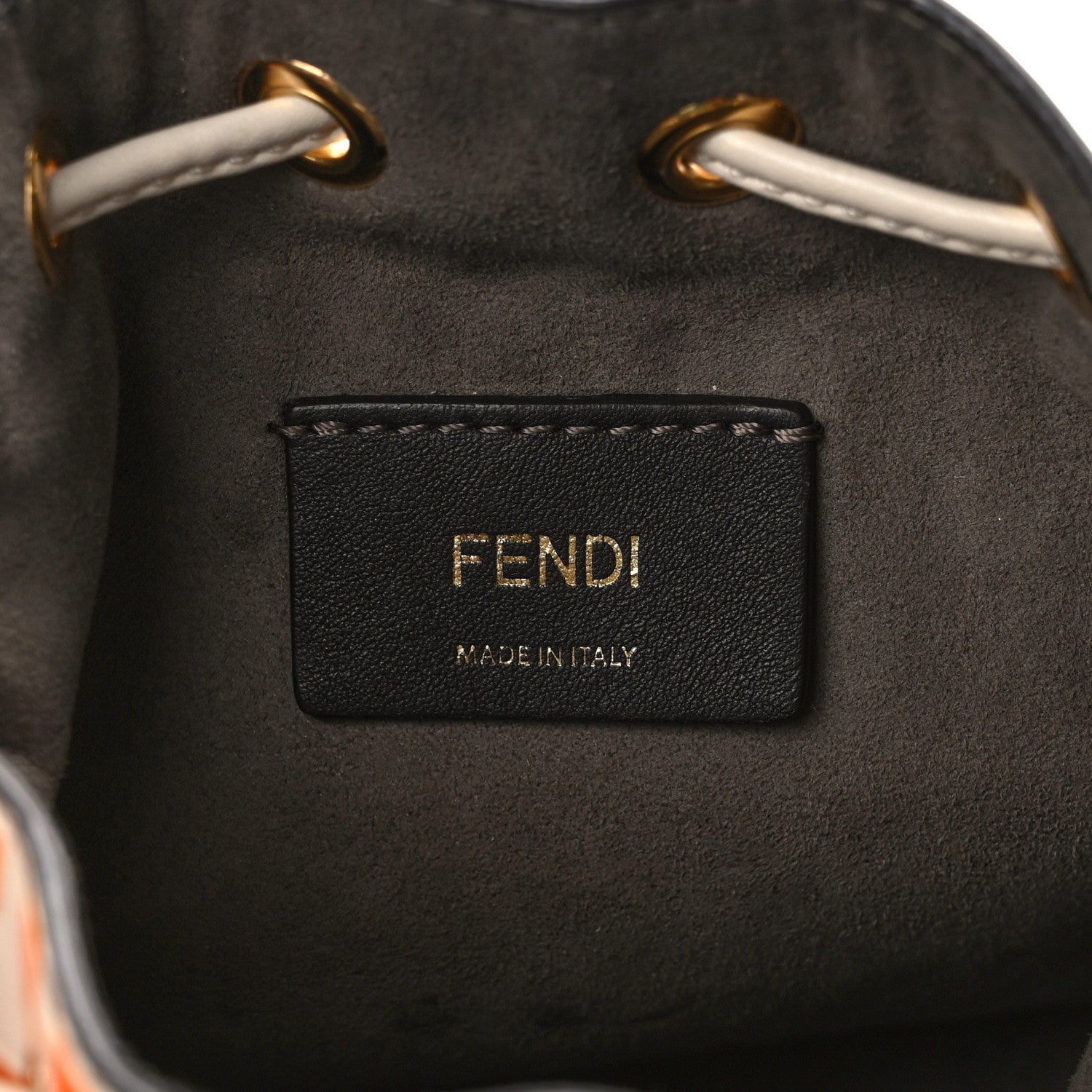 Fendi Vitello Liberty F is Fendi Bi-Color FF 1974 Embossed Mini Mon Tresor Bucket Bag Camelia Aranciata 6 of 14