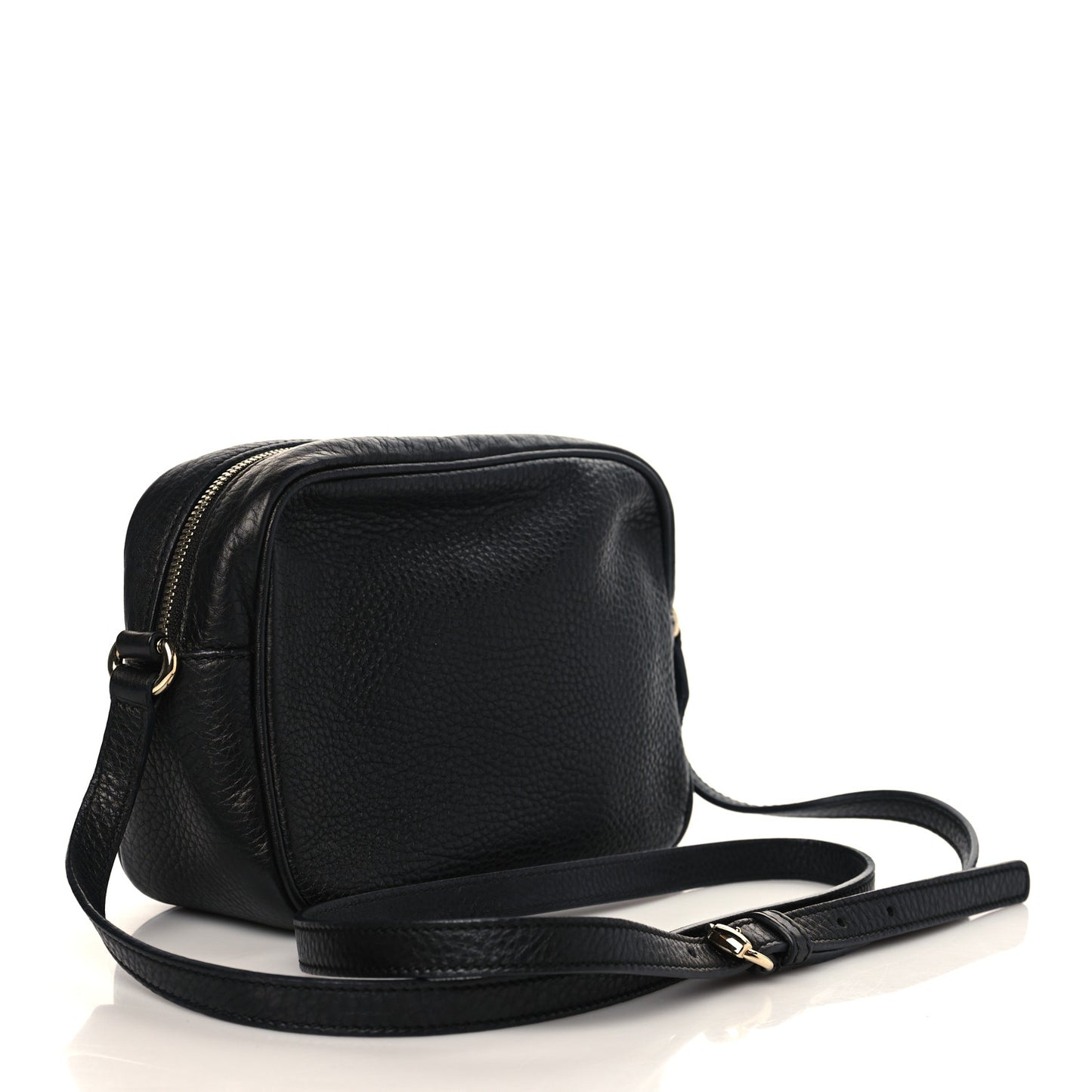 Pebbled Calfskin Small Soho Disco Bag Black