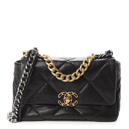 Chanel Lambskin Quilted Medium 19 Flap Black 2 of 11
