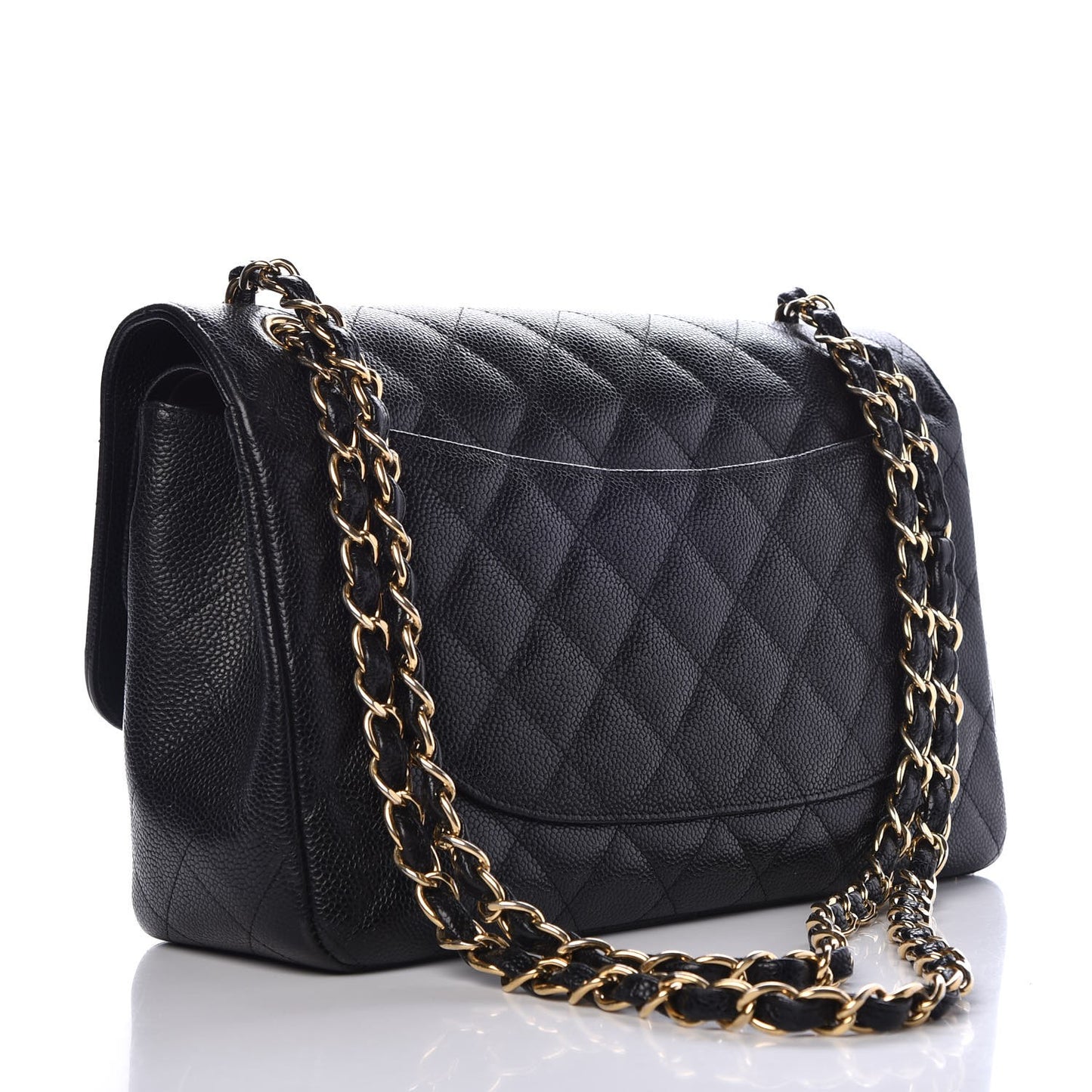 Caviar Quilted Jumbo Double Flap Black