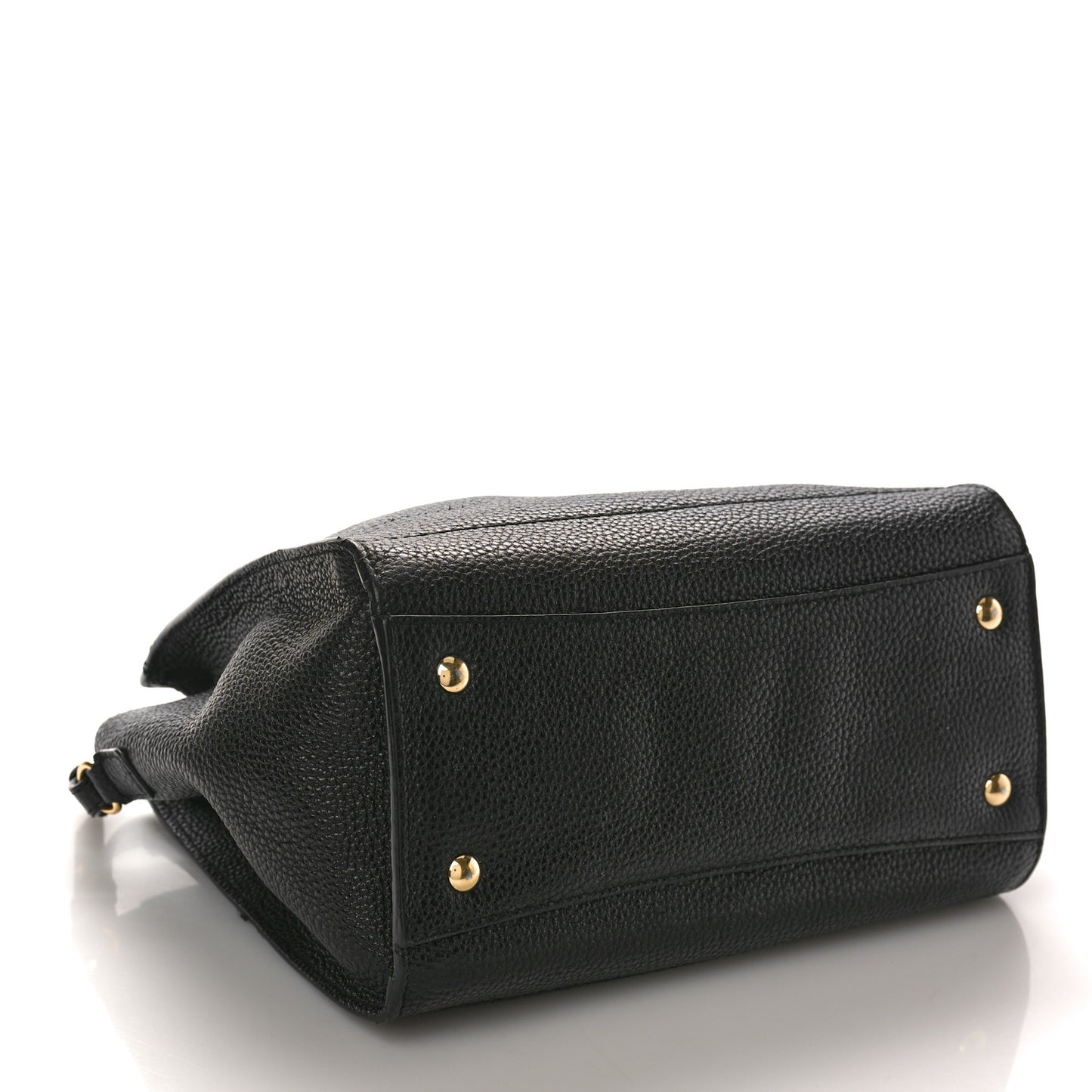 SALVATORE FERRAGAMO Hammered Calfskin Double Handle Small Amy Tote Black