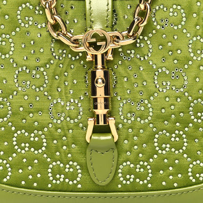 Gucci Canvas Calfskin Crystal GG Monogram Mini Jackie 1961 Green 8 of 10