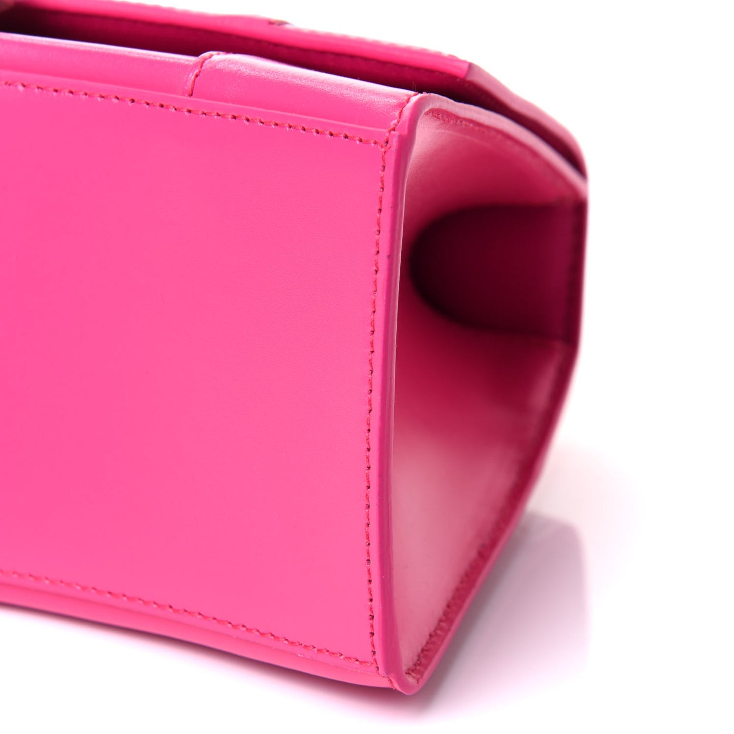 Shiny Box Calfskin Small Hourglass Top Handle Bag Acid Fuchsia