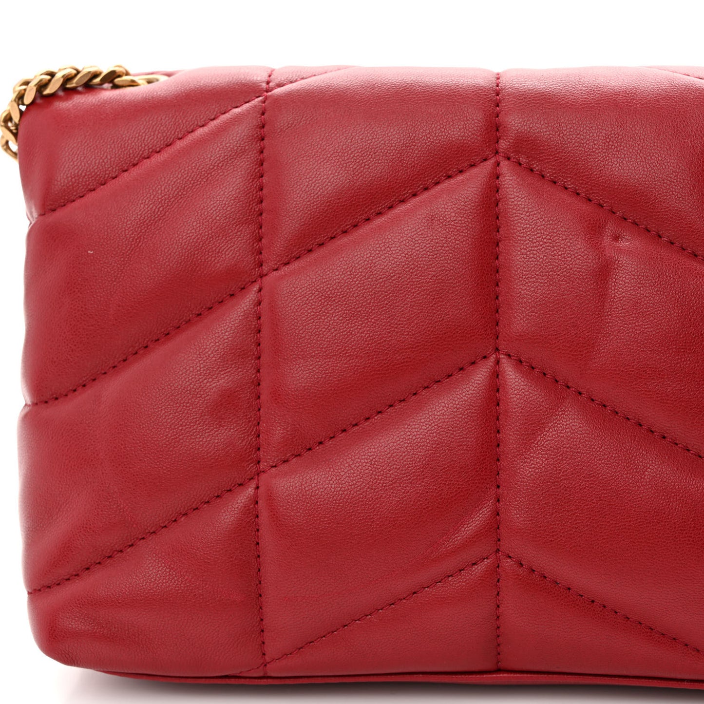 Lambskin Quilted Toy Loulou Puffer Monogram Chain Satchel Opyum Red
