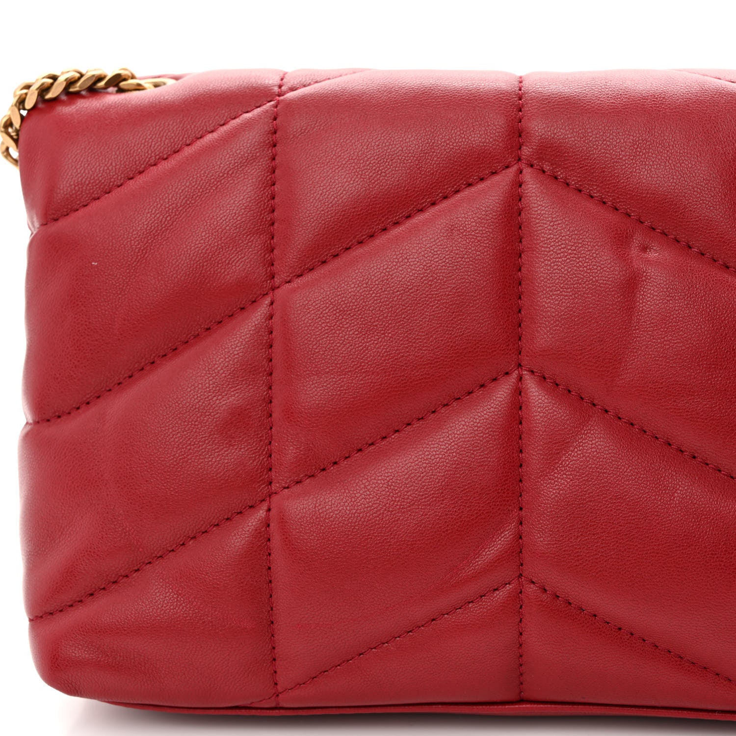 Saint Laurent Lambskin Quilted Toy Loulou Puffer Monogram Chain Satchel Opyum Red 12 of 14
