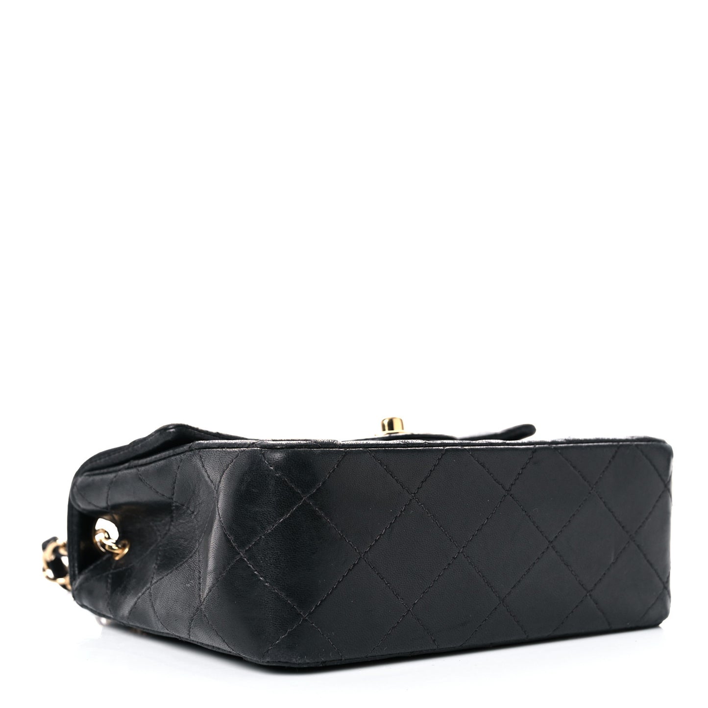 Lambskin Quilted Mini Square Flap Bag Black