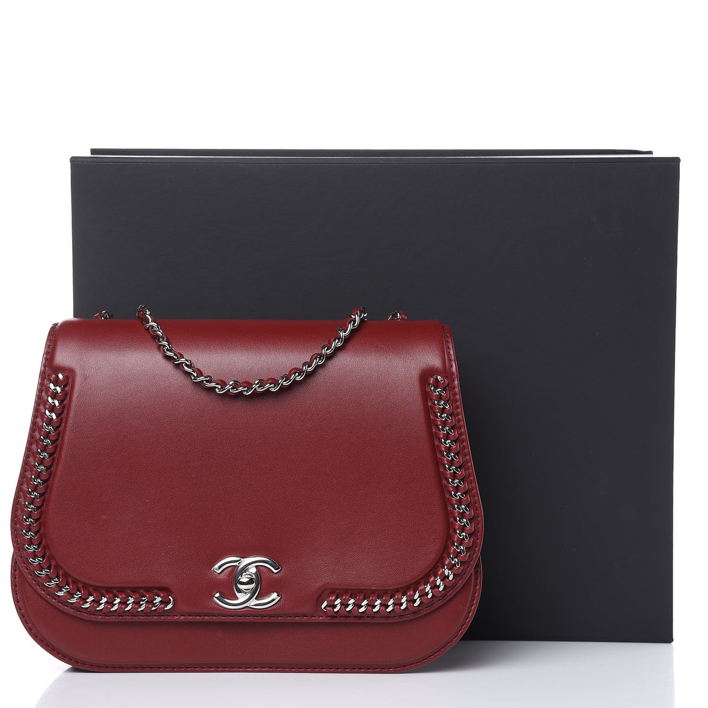 Calfskin Braided Medium Chic Flap Burgundy