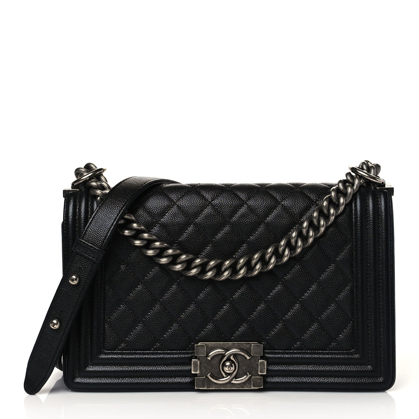 Caviar Quilted Medium Boy Flap Black