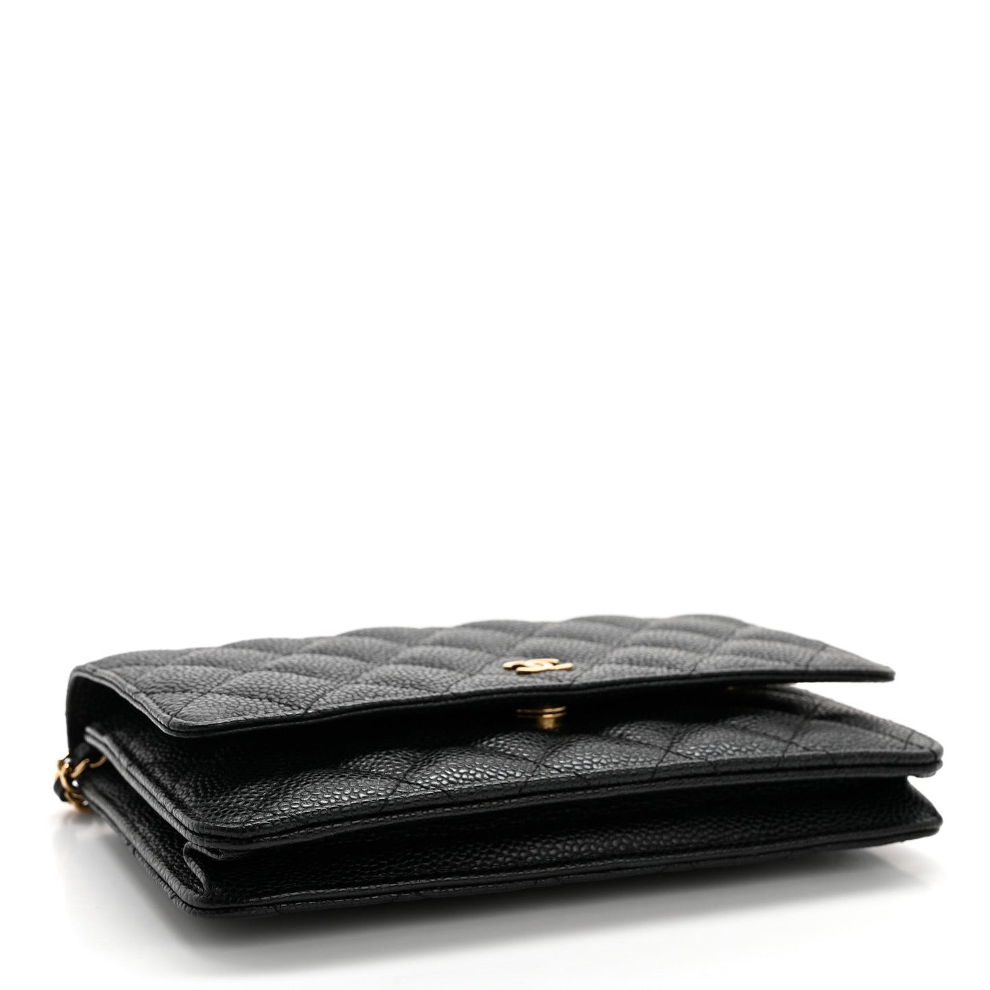 Caviar Quilted Wallet on Chain WOC Black