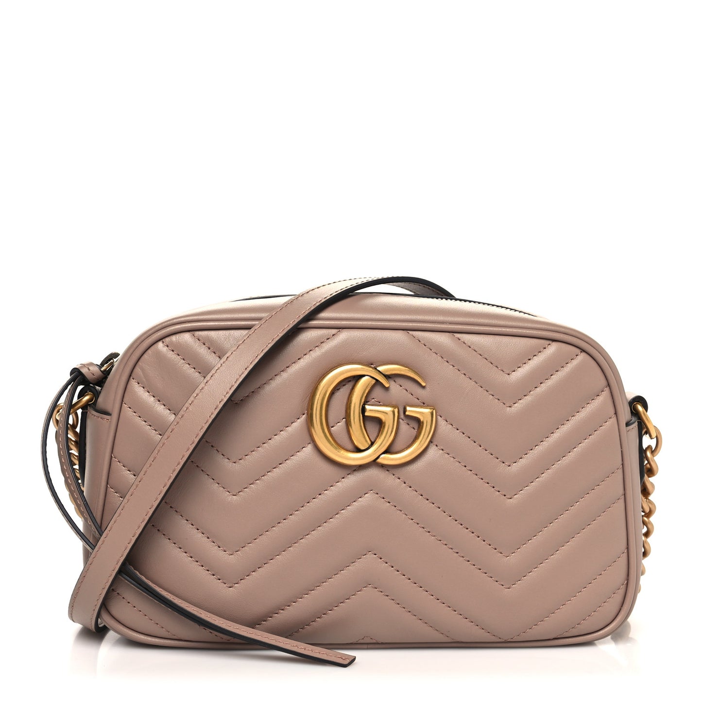 Calfskin Matelasse Small GG Marmont Chain Shoulder Bag Porcelain Rose