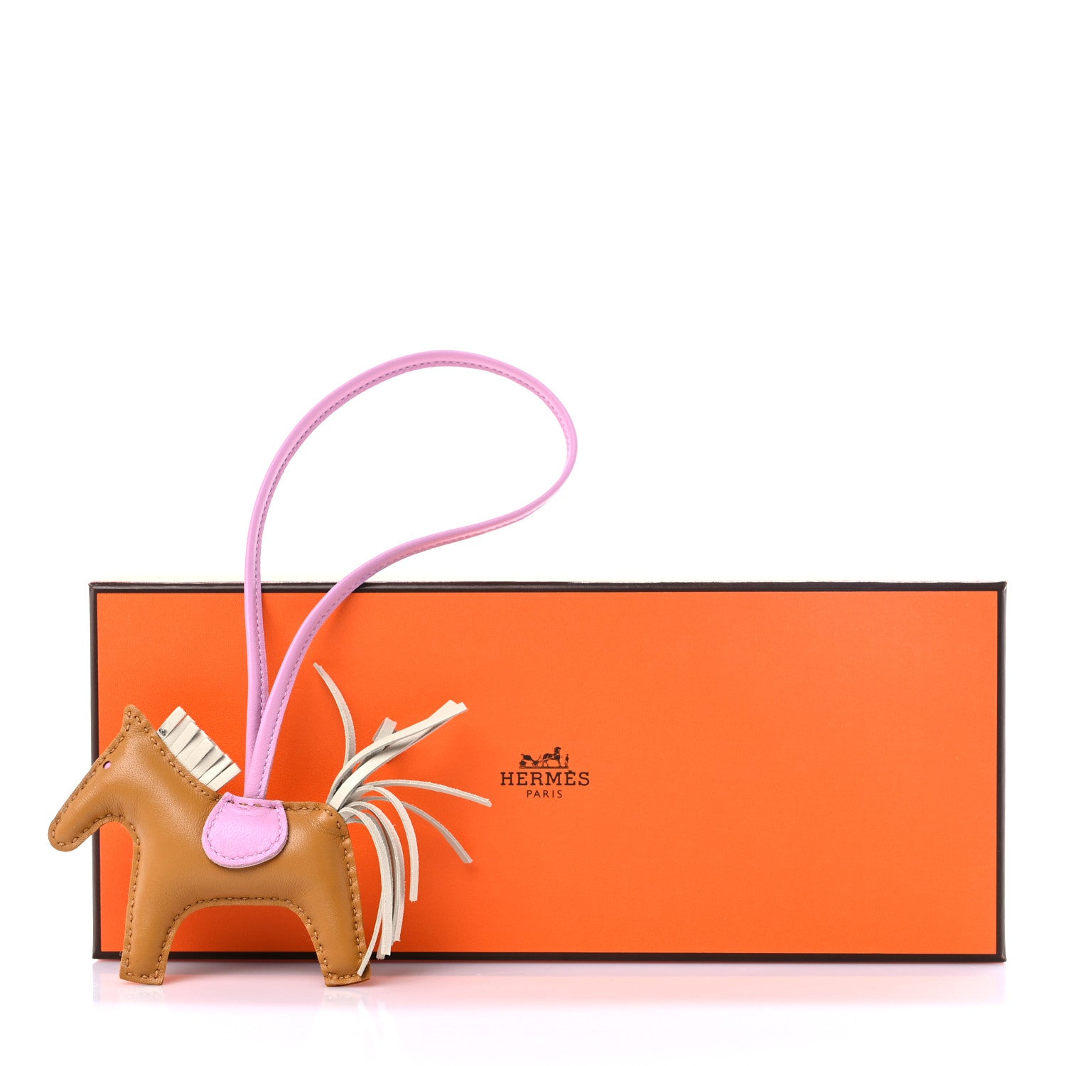 Hermes Milo Lambskin Grigri Rodeo Horse Bag Charm PM Sesame Mauve Sylvestre Craie 5 of 5
