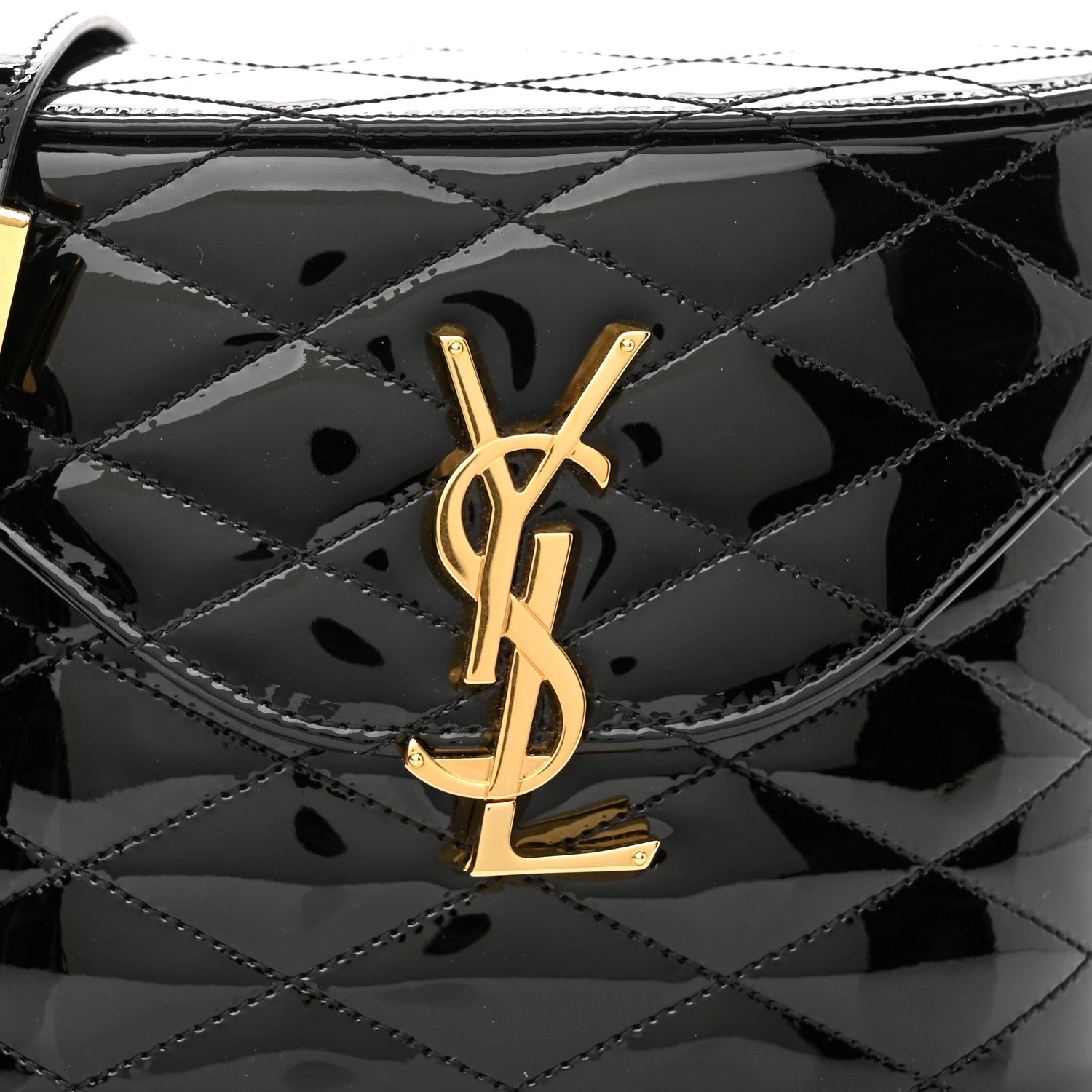 Saint Laurent Patent Matelasse Monogram June Box Bag Black 7 of 9