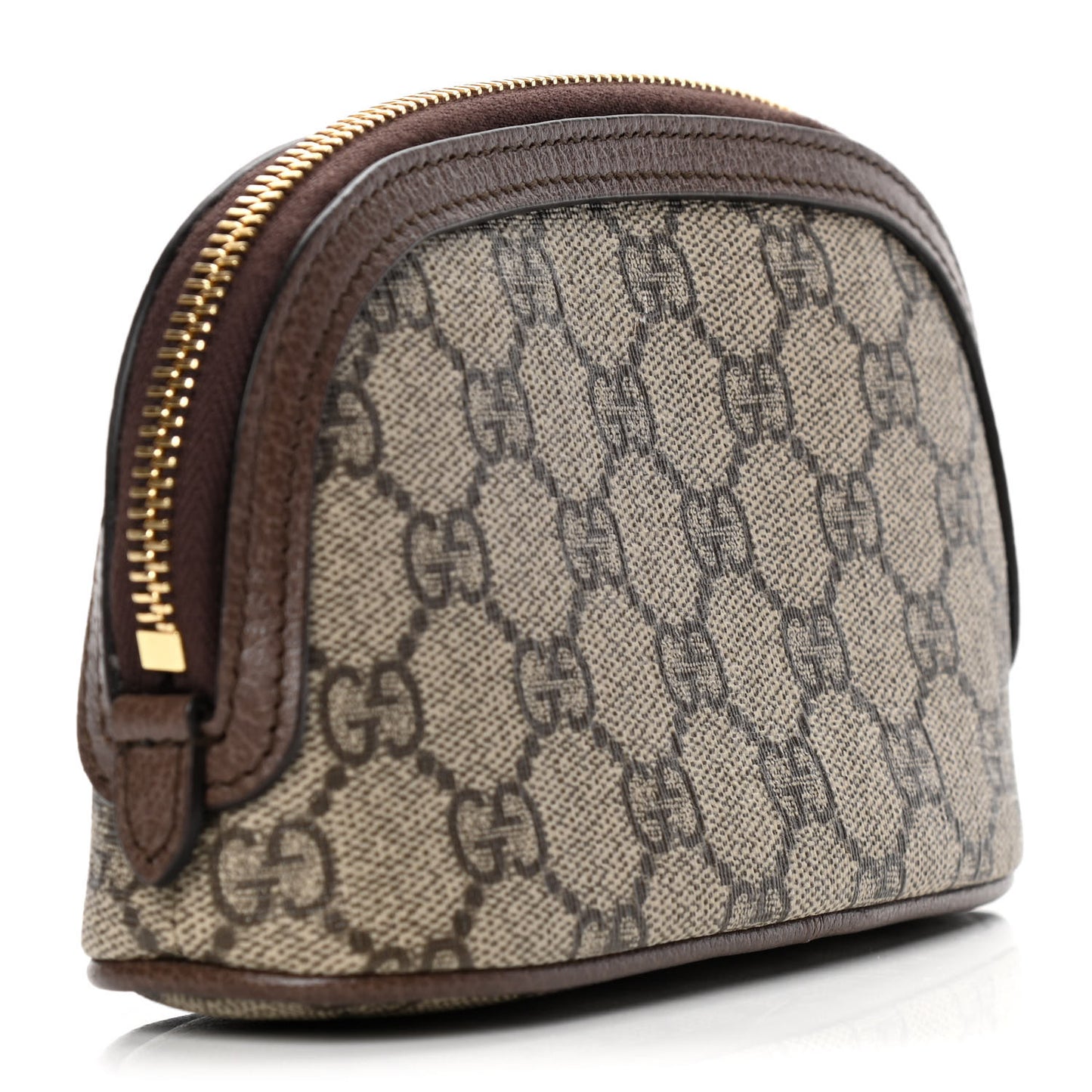 GG Supreme Monogram Textured Calfskin Web Medium Ophidia Cosmetic Case Beige Ebony New Acero