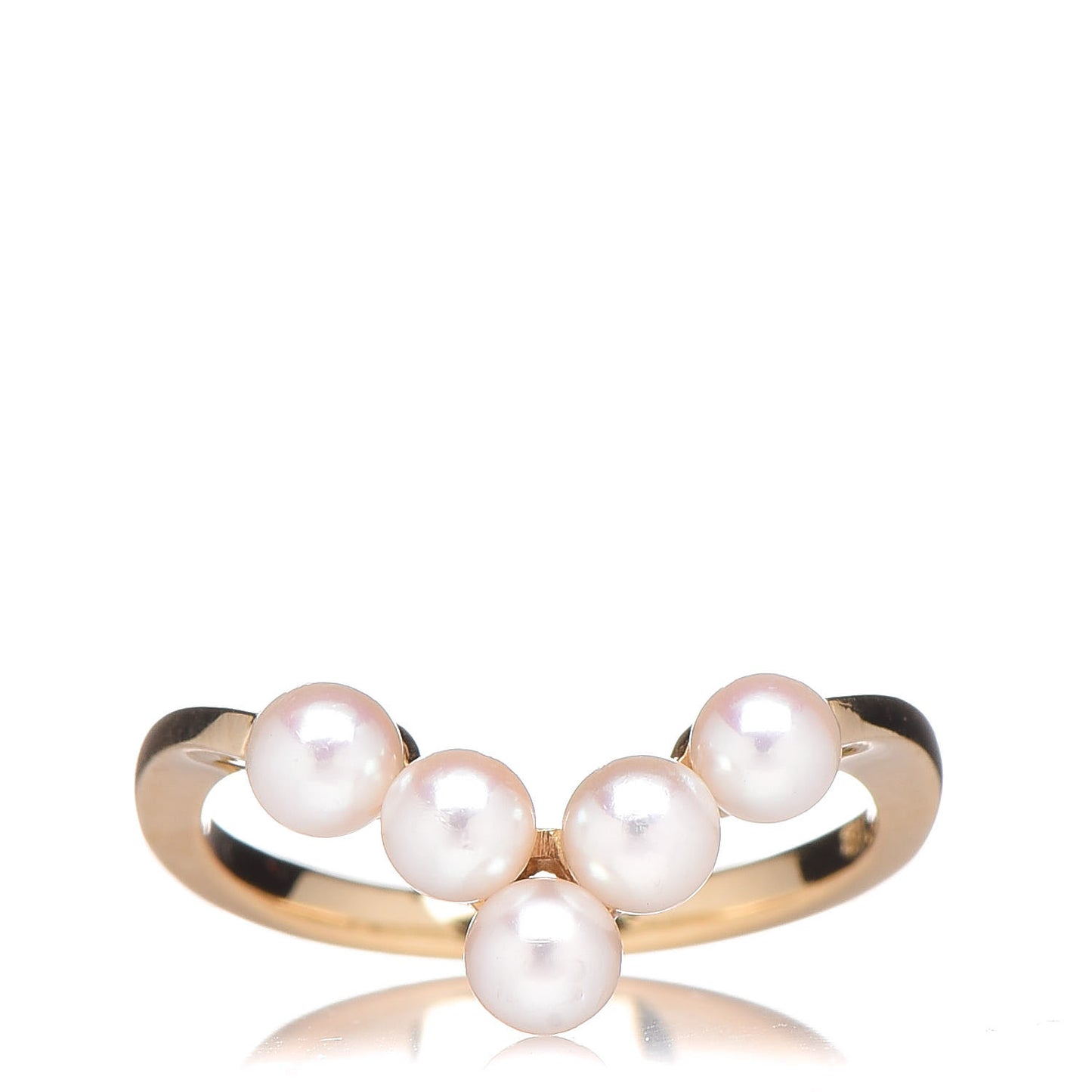 18K Yellow Gold Akoya Pearl V Ring 50 5.25