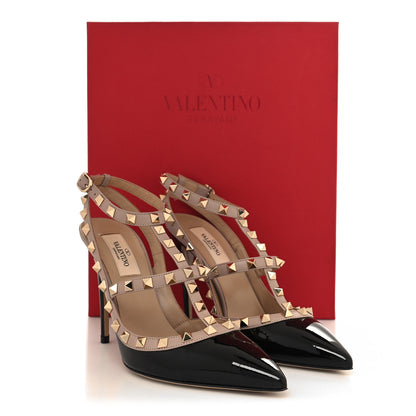 Valentino Garavani Patent Nappa Rockstud Ankle Strap 100mm Pumps 38 Black Poudre 9 of 9