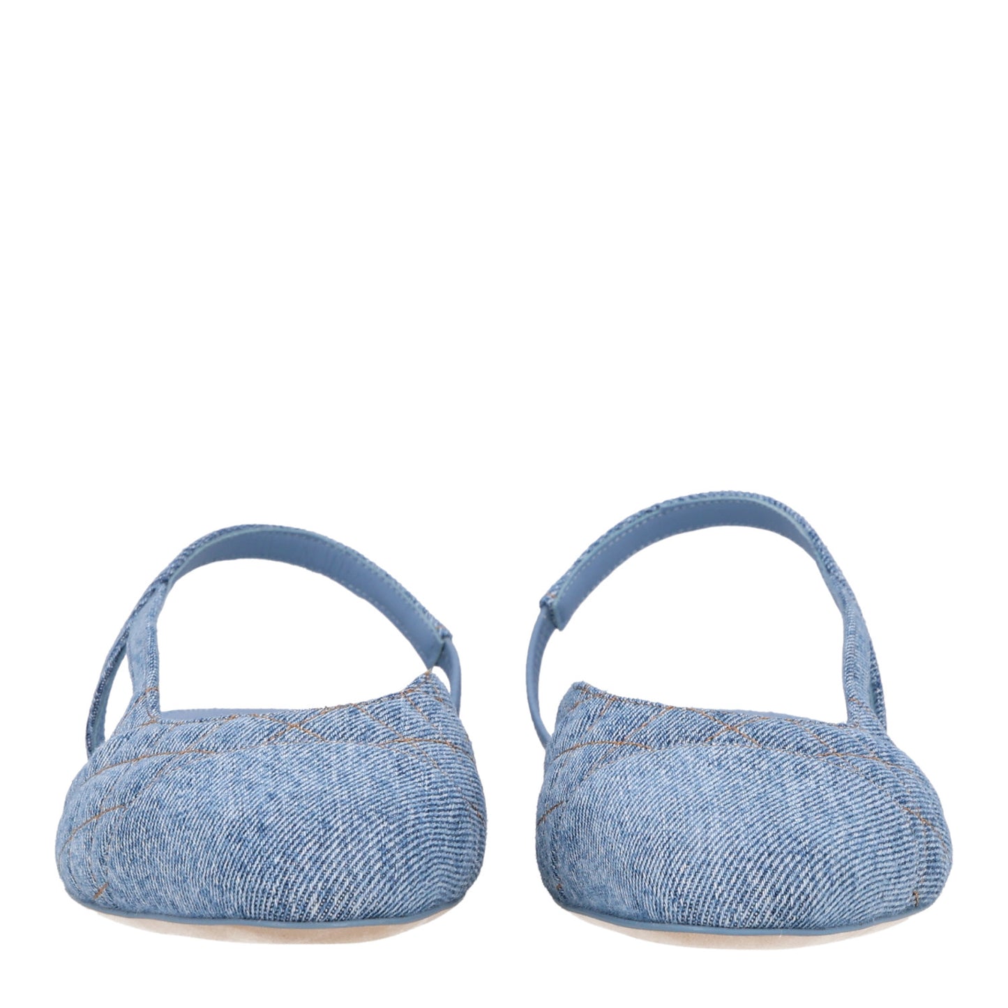 Denim Quilted Cap Toe CC Slingback Flats 40 Light Blue