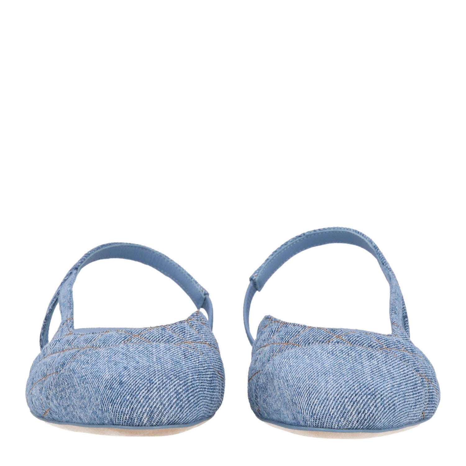 Chanel Denim Quilted Cap Toe CC Slingback Flats 40 Light Blue 3 of 11
