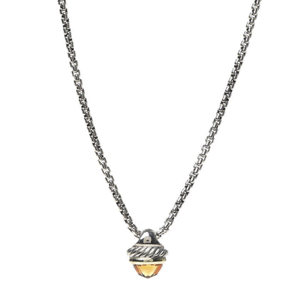 David Yurman Sterling Silver 14K Yellow Gold Citrine Acorn Pendant Necklace 1 of 6