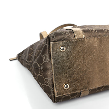 Gucci Satin Monogram Medium Abbey Tote Metallic Bronze 7 of 11