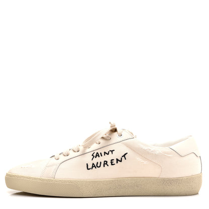 Saint Laurent Distressed Canvas Mens Elba Light Alpha Sigma Sneakers 39 White 2 of 8