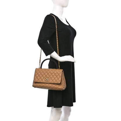 Chanel Caviar Lizard Embossed Quilted Small Coco Handle Flap Beige 2 of 11