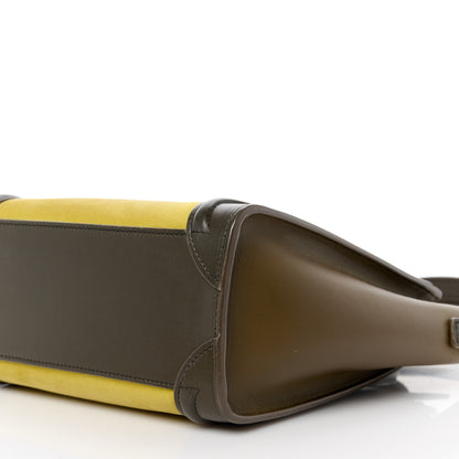 Celine Nubuck Smooth Calfskin Nano Tri-Color Luggage Chartreuse 10 of 10