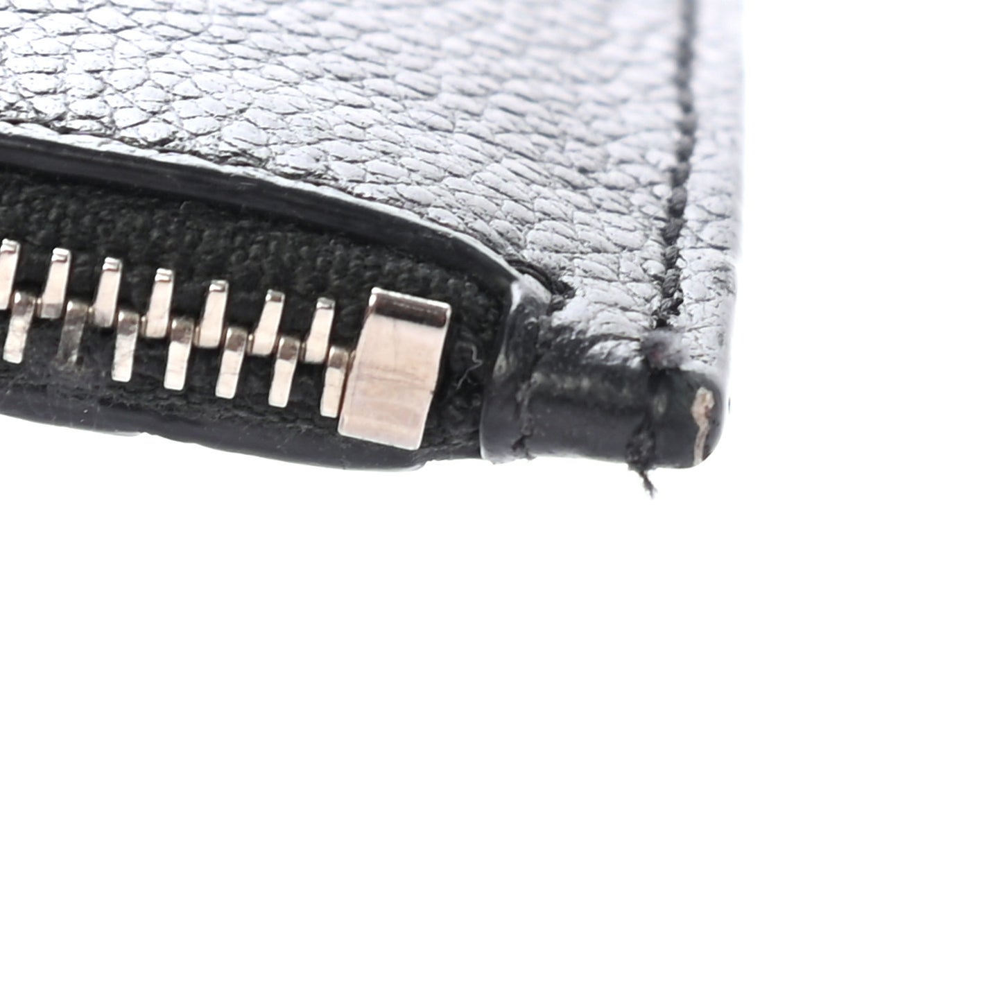 Grained Calfskin 5 Fragments Zip Pouch Card Holder Black